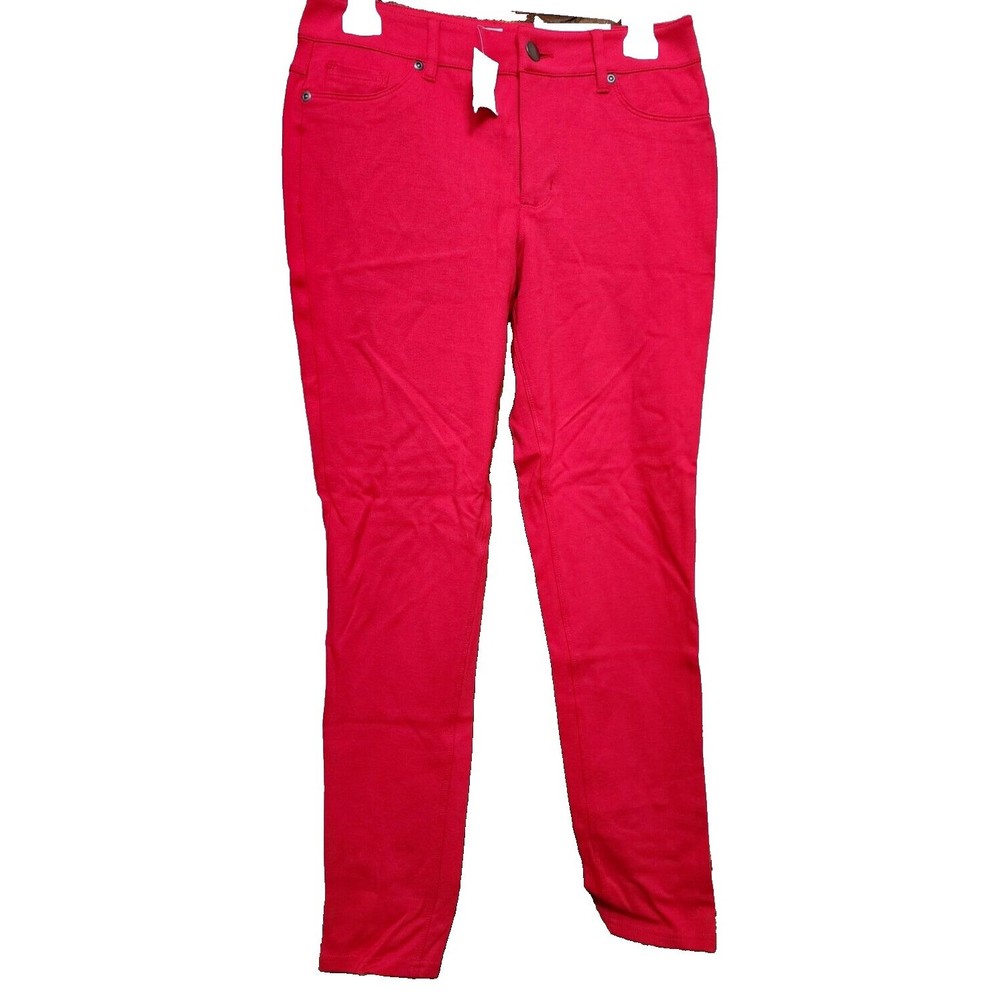 Cato Heartthrob Contemporary Lipstick Red Pencil Leg Stretch Pants Size 10 New